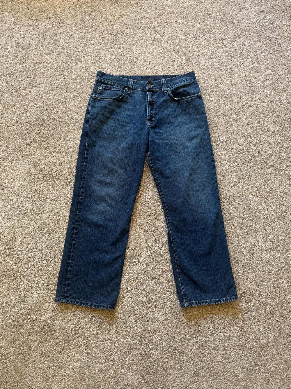 Mens 36x28 (Tagged 36x30) Y2K Eddie Bauer Dark Wash Jeans, Straight, Button Fly
